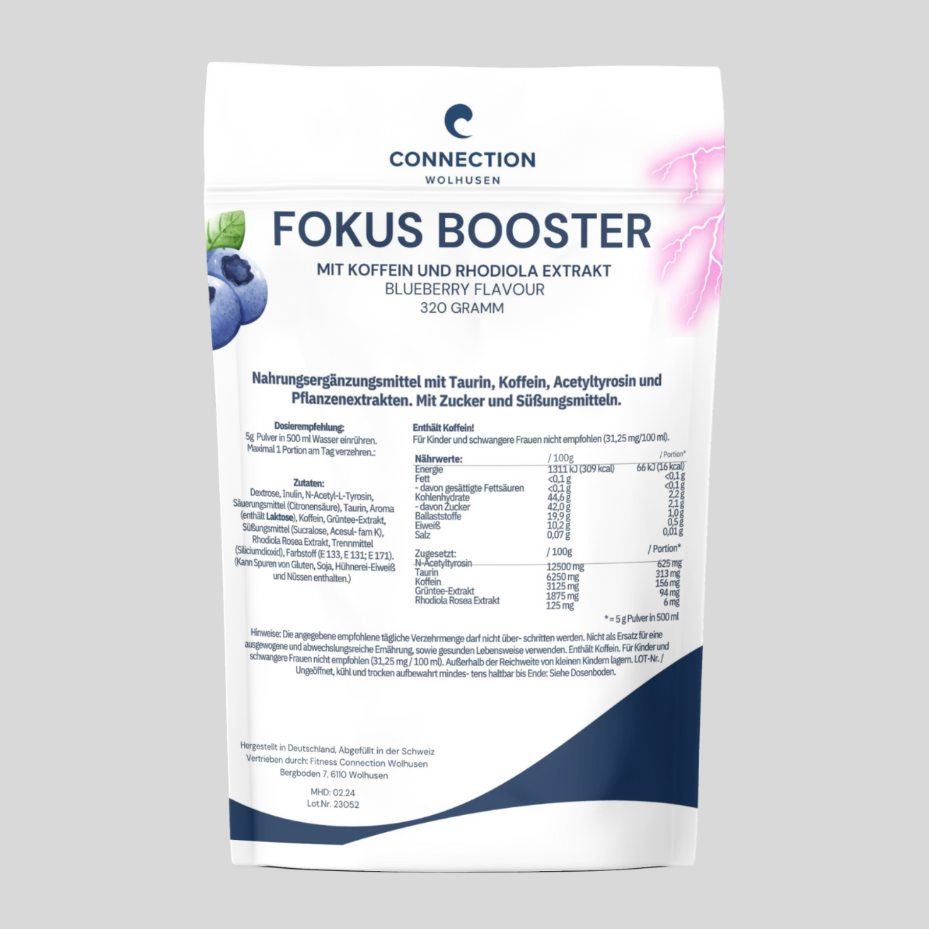 Blue Wave Booster - Booster de concentration pré-entraînement - Saveur myrtille