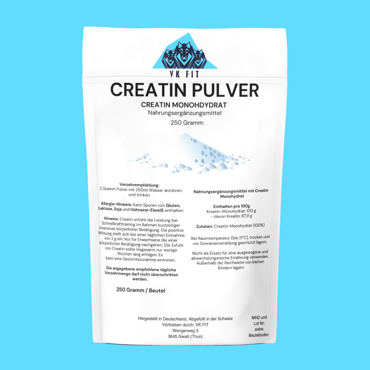 Creatin Monohydrat Pulver - 250g Beutel