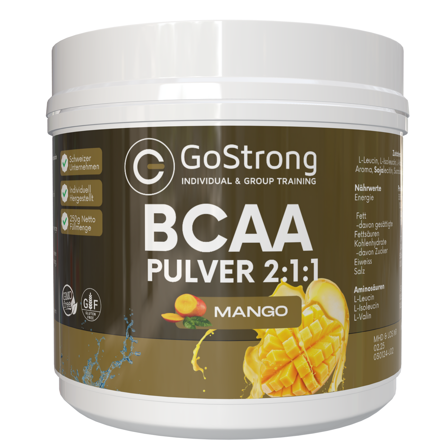 BCAA powder - with leucine, isoleucine and valine - during training